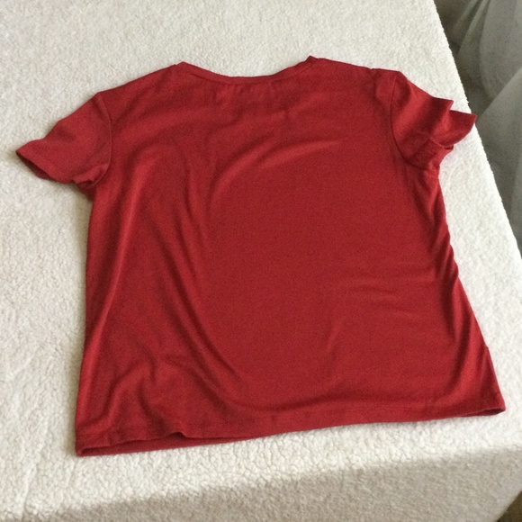 Vintage The Limited Short Sleeves Crew Neck Top Red w/ Sheen - Sz Small - Picture 9 of 11